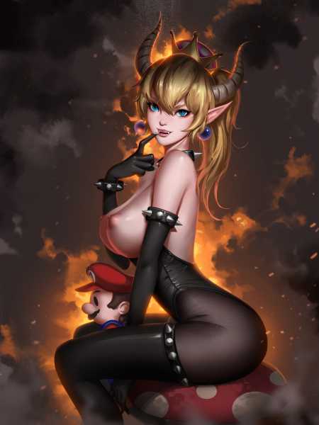 Bowsette Plays With A Mario Doll Liang Xing Super Mario Bros