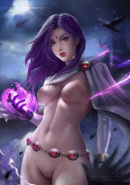 Raven Nude Only Cape On Btg Art Teen Titans Hentai Arena