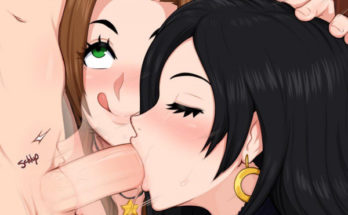 Tifa giving a blowjob and Aerith licks her lips. [Final Fantasy VII] (Afrobull) 9 - Hentai Arena