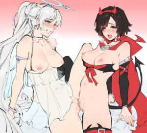 Ruby and Weiss devil and angel lesbian (Kenshin187)[RWBY]