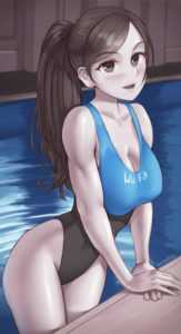 Wii Fit Trainer Giving Swimming Lessons in a Leotard (bottled cloud) [Wii Fit]