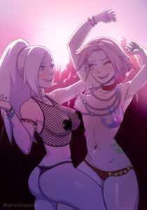 Sakura and Ino at a rave [Naruto] (arsonsquid)