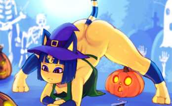 Ankha trying the jack o pose challenge on October 31st [animal crossing]