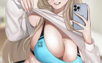 Asuna wearing sports bra and clicking selfie (GCG) [Blue Archive]