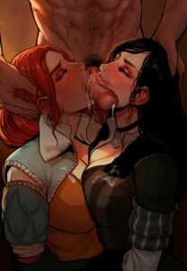Geralt's good end with Yennefer and Triss (Cherry-Gig) [The Witcher]