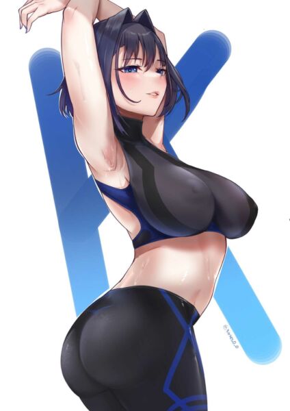 Ouro Kronii- post workout mirror self indulgence in a seethru sports bra (Tinnies) [Hololive]