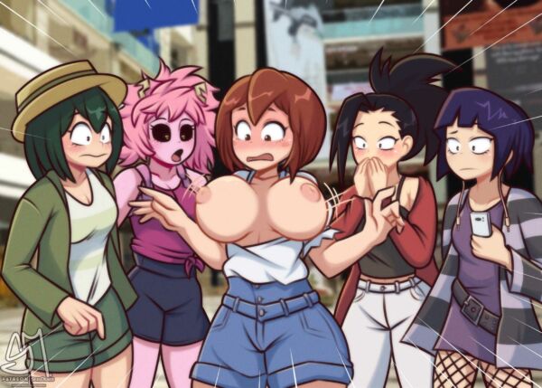 Ochako's antigravi-tits - Momo, Kyoka, Tsuyu and especially Mina are speechless (SemiDraws) [My Hero Academia]