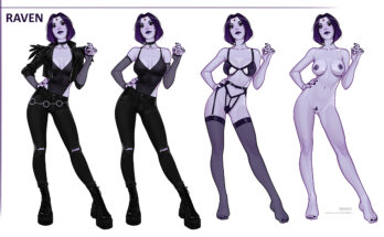 Raven in various clothes, or none at all (Olena Minko) [DC Comics]