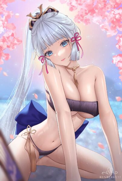 Kamisato Ayaka in strapless bikini and Chinese knot (renberry77) [Genshin Impact]