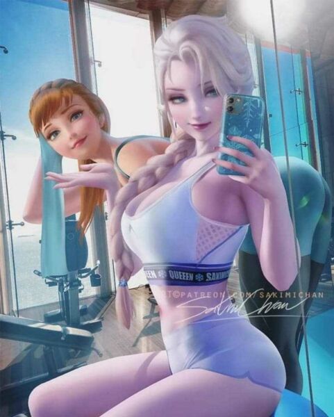 time to hit the gym with Anna and Elsa (sakimi Chan) [frozen]