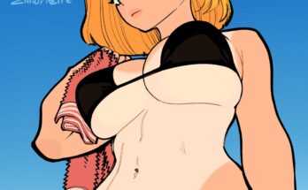 Android 18 - blonde tanned android in a black bikini (Zillionaire) [Dragon Ball]