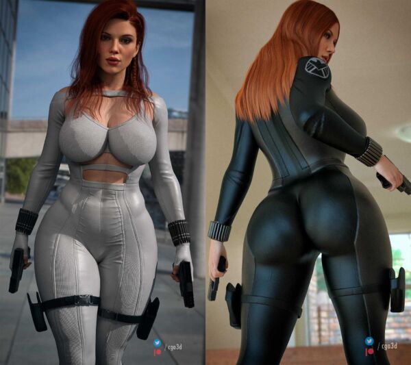 Black Widow's tight suits, (Cga3d) [Marvel]