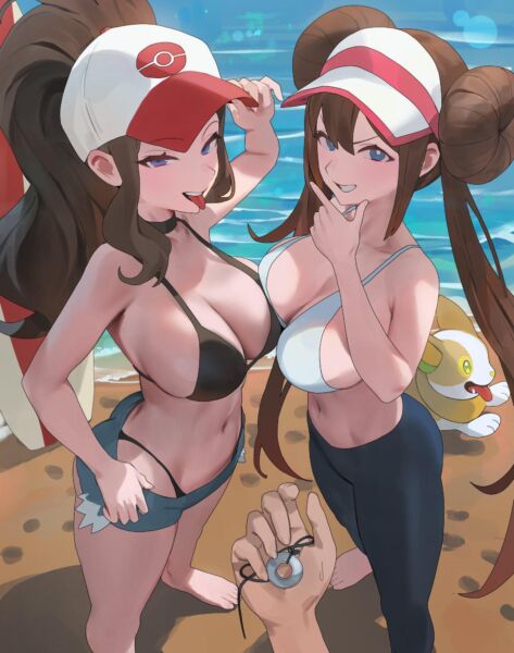 Hilda & Rosa at the Beach [Pokemon] (HoodxArt)