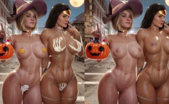 Supergirl & Wonder Woman's Halloween Fun (Nemesis_3d) [DC]