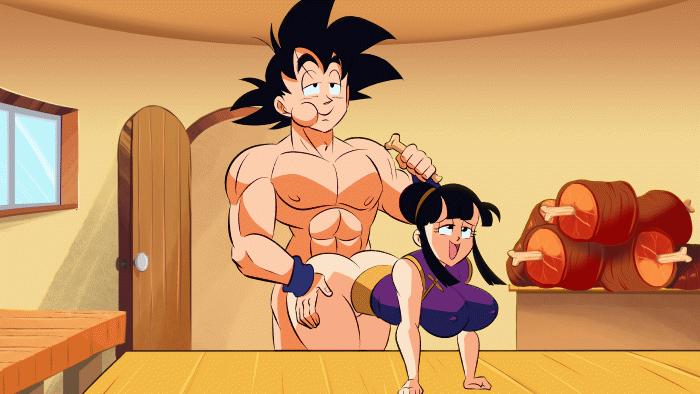 Son Goku bulking while exercising with Chichi [Dragon Ball Z] (funsexydragonball)