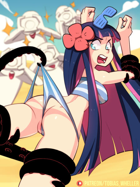 Stocking Anarchy attacked by tentacles at the beach in front of everybody [Panty & Stocking with Garterbelt] (Tobias Wheller)