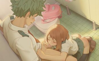 Uraraka giving Midoriya a sneaky blowjob in the bathroom [my hero academia] (bartolomeobari)