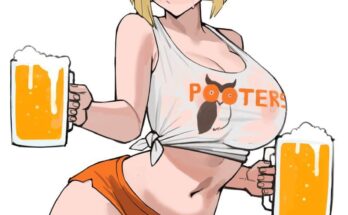 Android 18 is working at Hooters (Donburikazoku) [Dragon Ball]