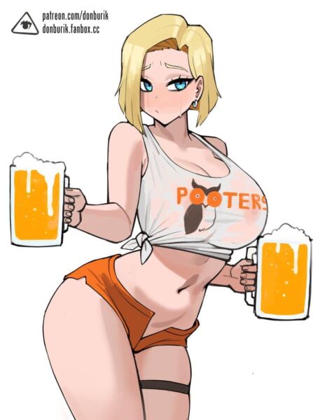 Android 18 is working at Hooters (Donburikazoku) [Dragon Ball]