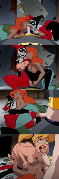 Harley Quinn and Poison Ivy double team Batman [DC] (DR. pizza_boi)