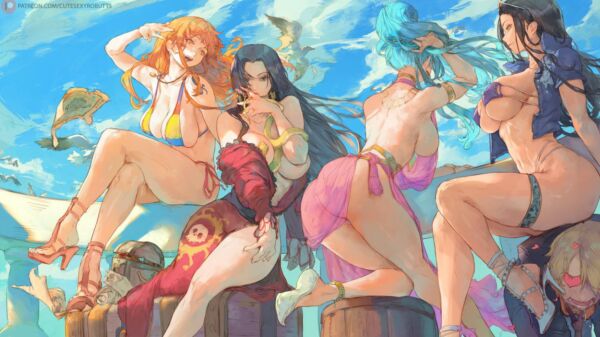Nami, Boa, Vivi and Robin (cutesexyrobutts) [One Piece]