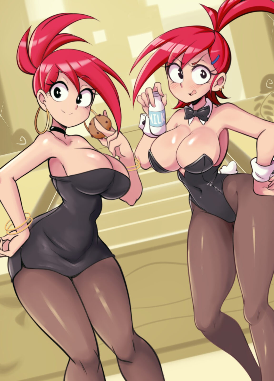 Frankie Foster, Friend Frankie - black mini dress and a cookie or bunny girl suit and milk (Lucyfer) [Foster's home for imaginary friends]
