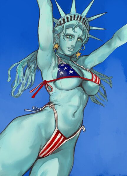 Lady Liberty likes to lose a layer for 4th of July [America] (mossa)