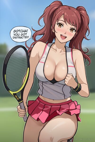 Rise Kujikawa playing tennis (LepyPepy) [Persona 4]