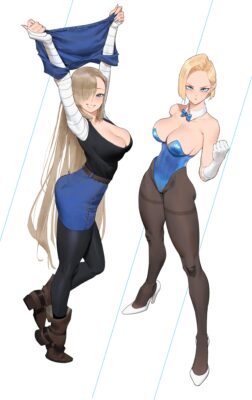 Asuna Ichinose, Android 18 - outfit swap with a bunny girl (Wonbin Lee) [Blue Archive, Dragon Ball]