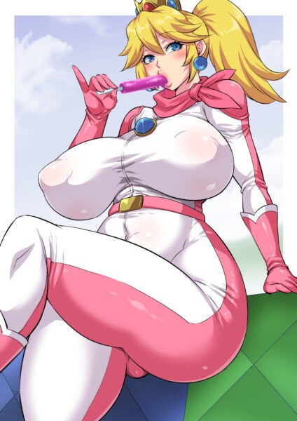 Princess Peach - aliviates the heat after a race with an ice pop (musashido) [Super Mario]