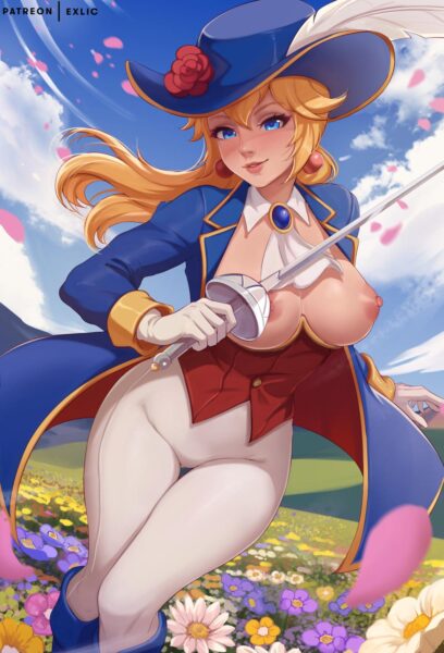 Sword Fighter Peach - fights better when topless (ExLic) [Princess Peach Showtime]