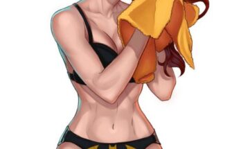 Barbara Gordon drying her hair in her Batgirl underwear (maddydragoon) [DC Batman]